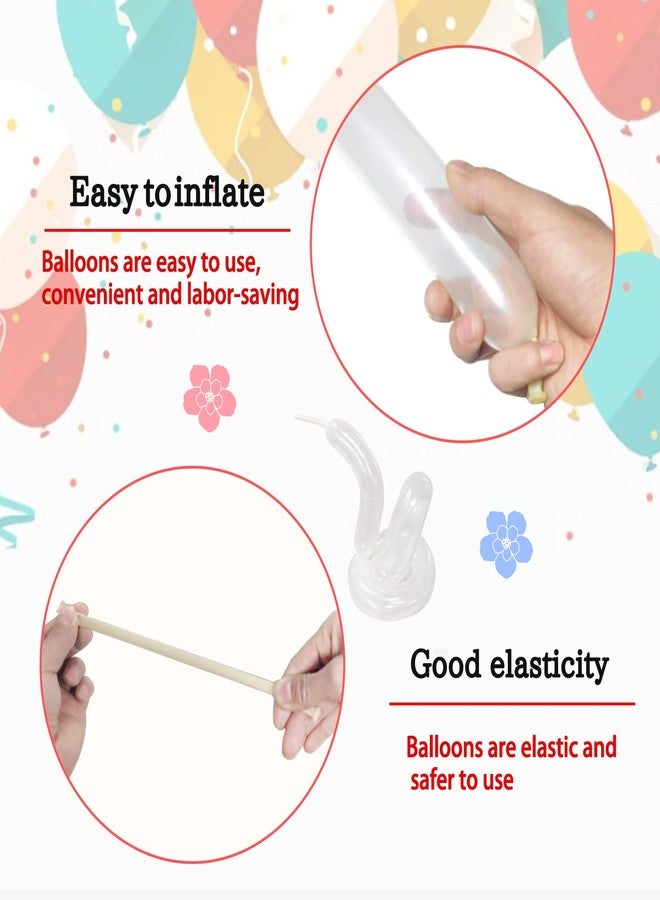 KAWKALSH 260 Clear Long Balloons for Animals, Thickening Skinny Latex Twisting for Arch Modeling Magic Clown Birthday Wedding Party Decorations 100pcs - Image 4